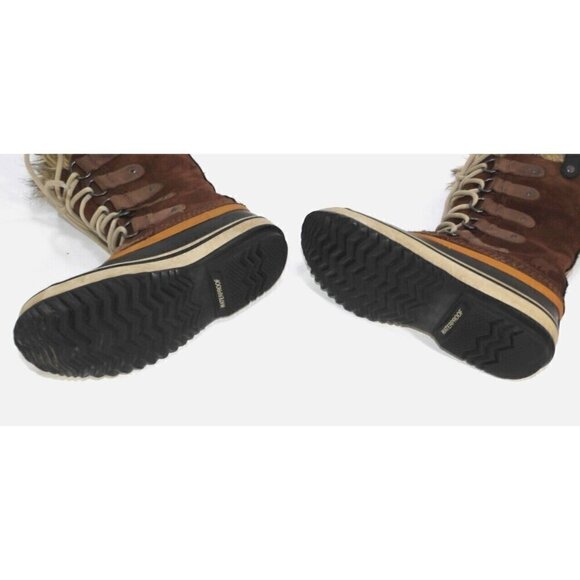 SOREL brown suede leather & rubber waterproof insulated winter boots women's 6 - Picture 7 of 10